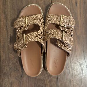 Universal Thread Crochet Footbed Sandals Tan Size 10